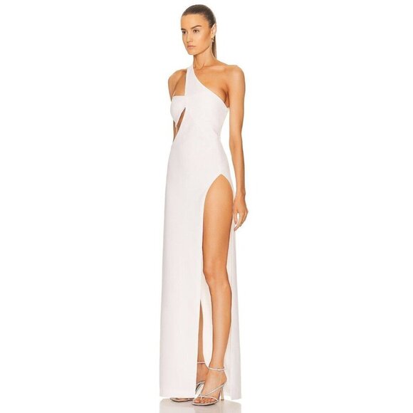 Monot Cut Out One Shoulder Maxi Dress in White New Womens Long Maxi Gown - Picture 4 of 17